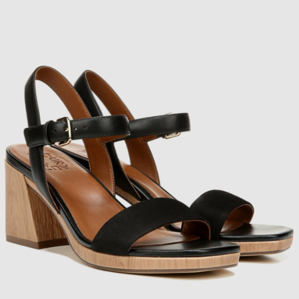 Naturalizer Leather Block Heeled Sandal - Rose - Picture 1 of 9